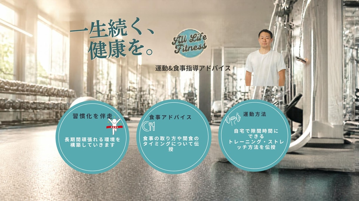 運動&正しい食事方法についてレクチャーをします 一生続く理想の体を一緒に作っていきましょう イメージ1