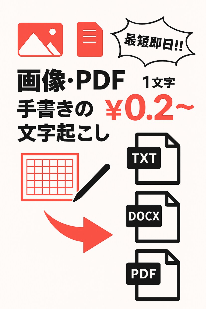 画像・PDF・手書きの書類を文字起こしします 最短当日文字起こしはお任せ下さい イメージ1