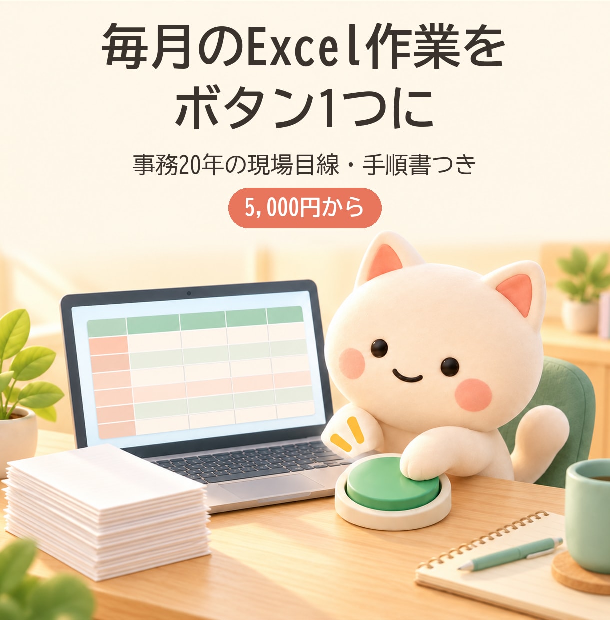 毎月のExcel定型作業をマクロで自動化します 事務20年の現場目線。手順書つきで引き継げます イメージ1