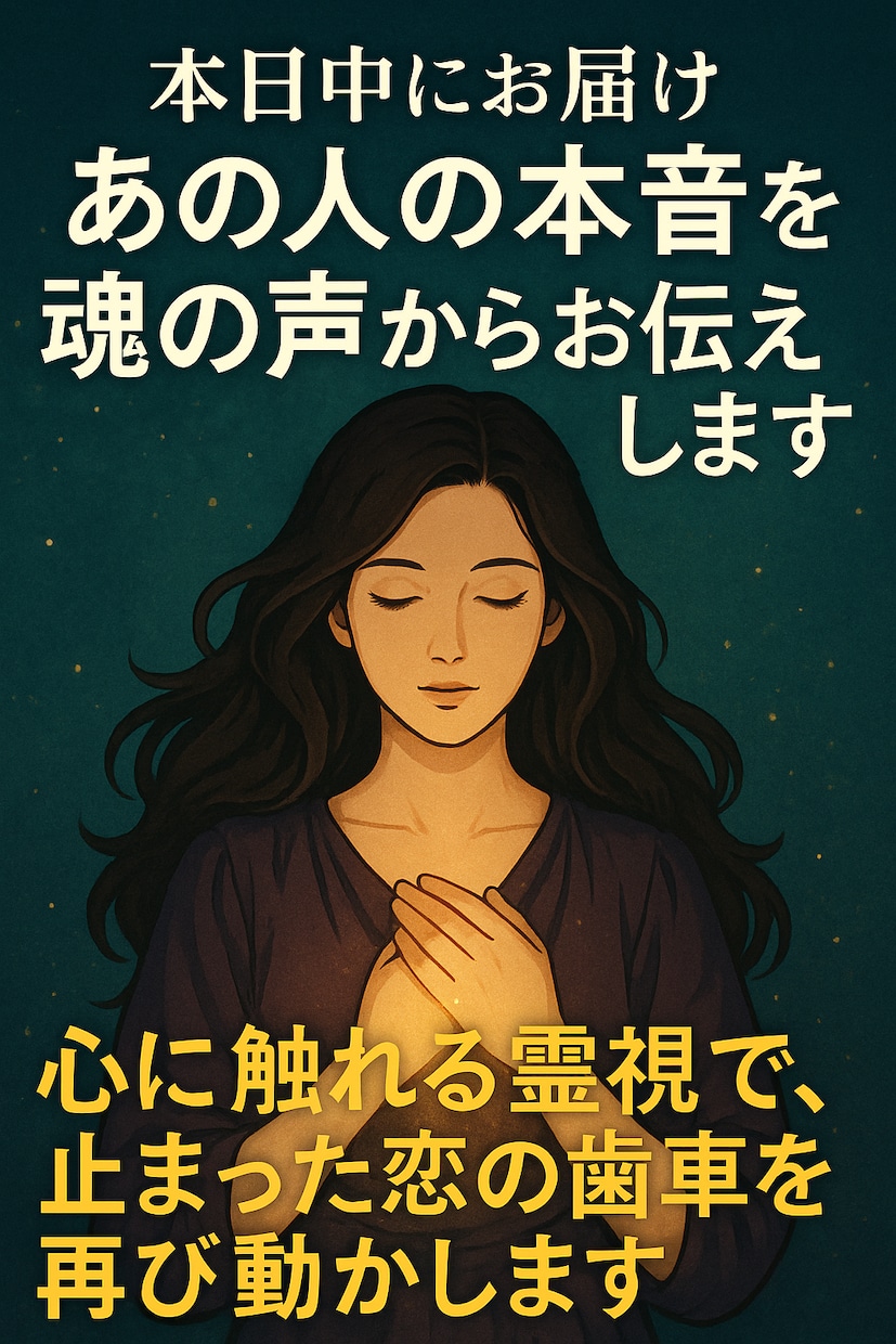 本日中にお届けあの人の本音を魂の声からお伝えします 心に触れる霊視で、止まった恋の歯車を再び動かします。 イメージ4