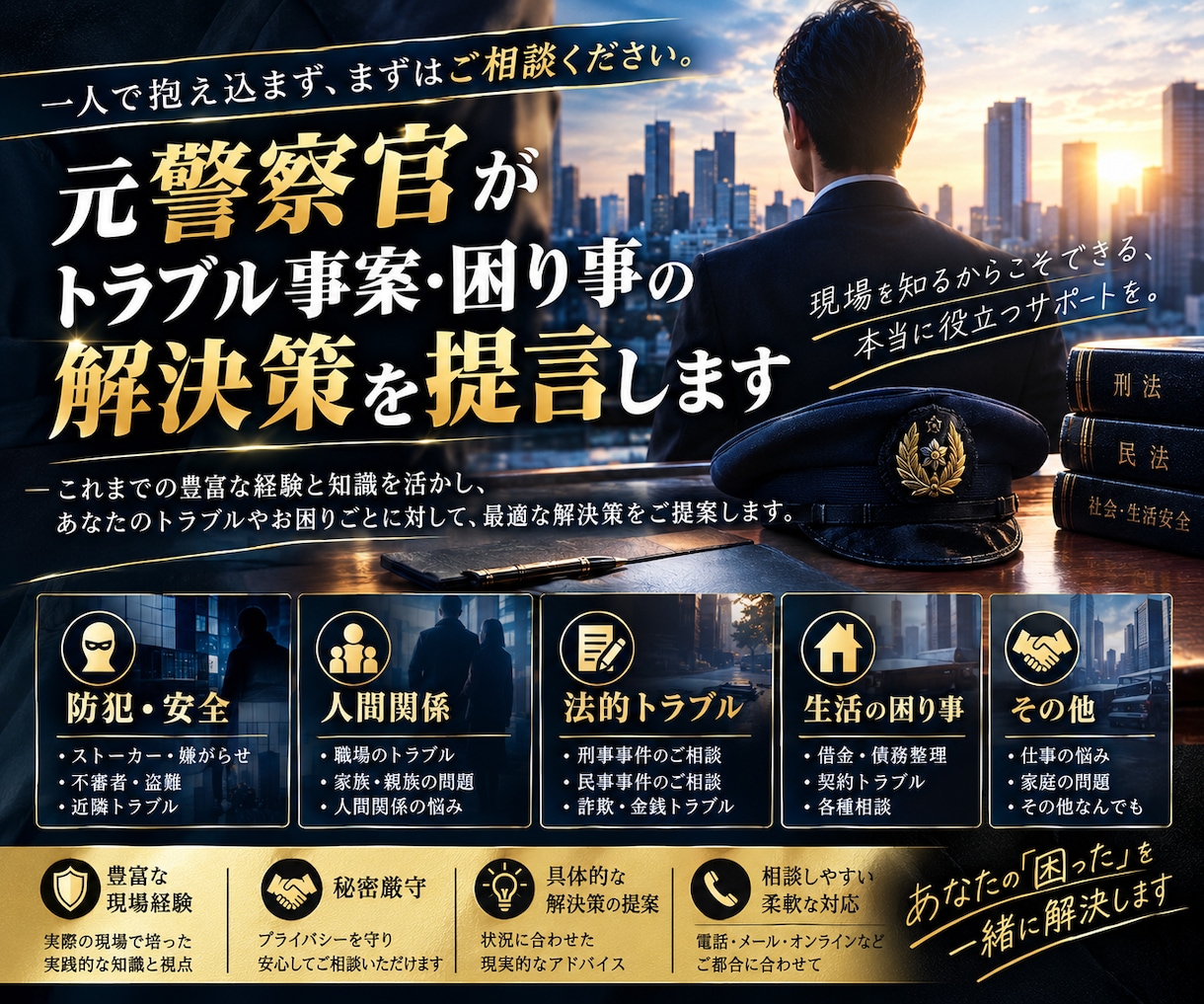 元警察官がトラブル事案・困り事の解決策を提言します 初動対応や2次被害防止対策が重要！ イメージ1