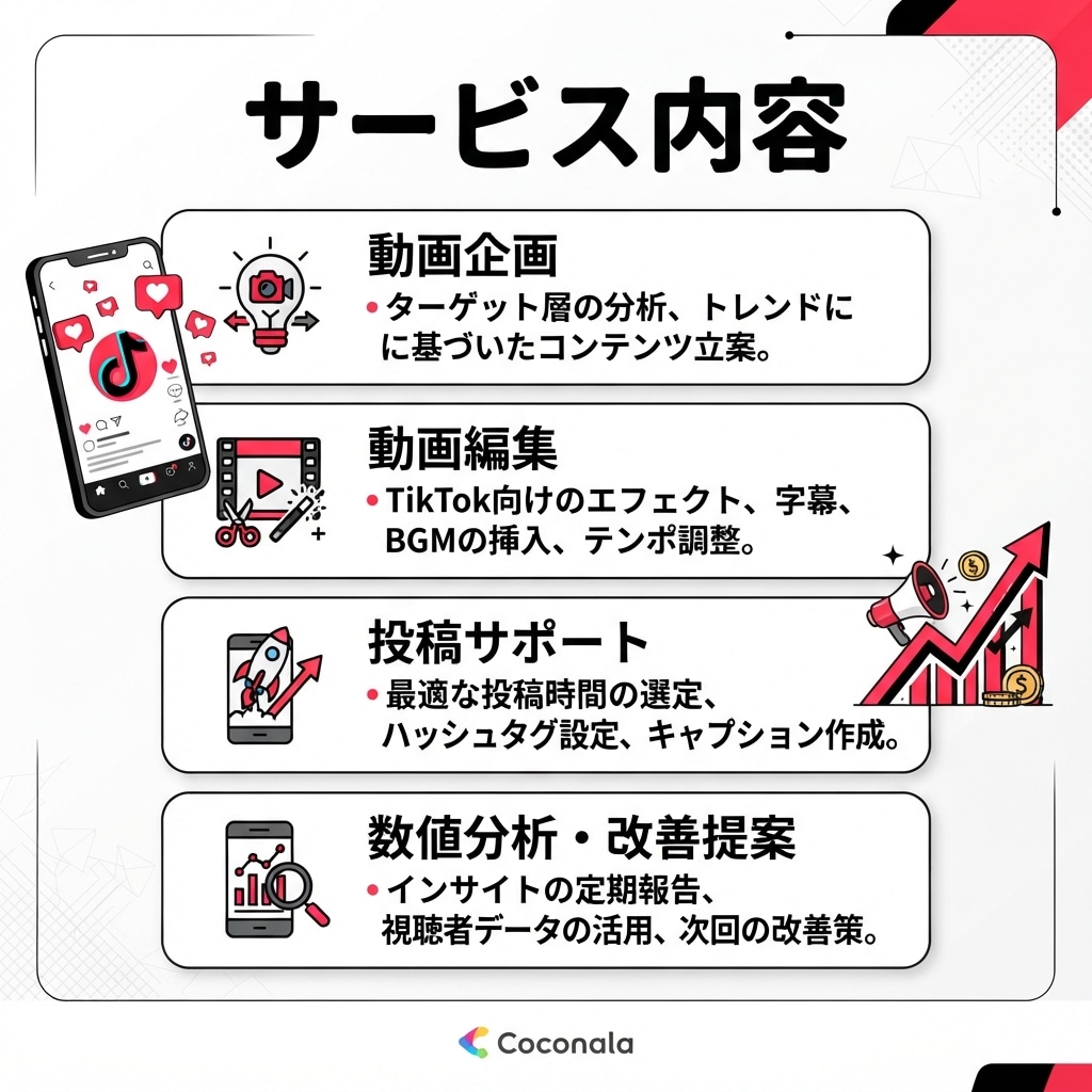 TikTokの動画制作・運用代行します TikTokの動画制作、投稿・分析まで、運用をサポートします イメージ2