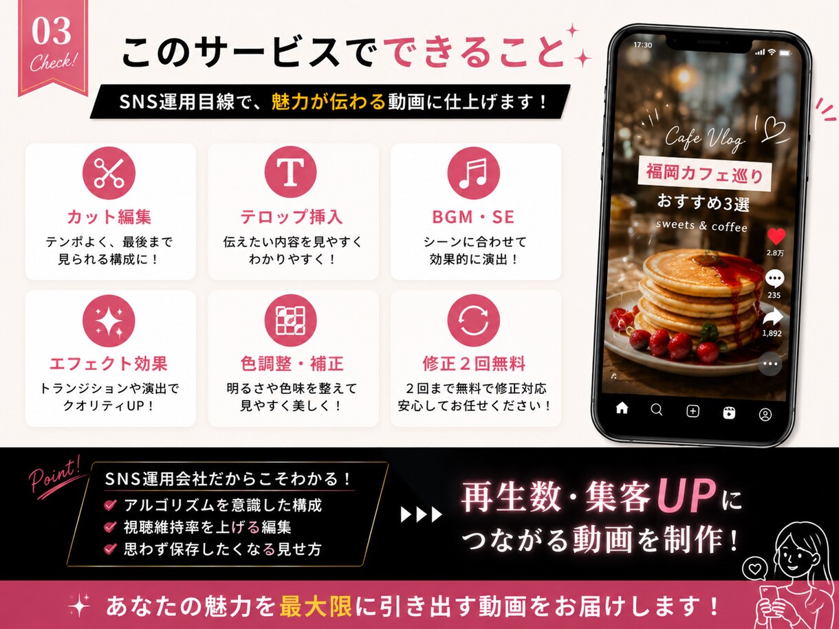 SNS運用目線で動画編集します リール・TikTok・ショート対応 イメージ3