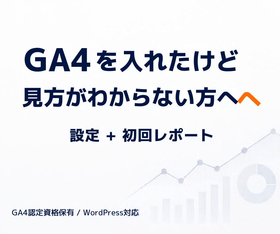 GA4設定＋初回レポートで見るべき数字がわかります GA4を入れたけど見方がわからない方へ イメージ1