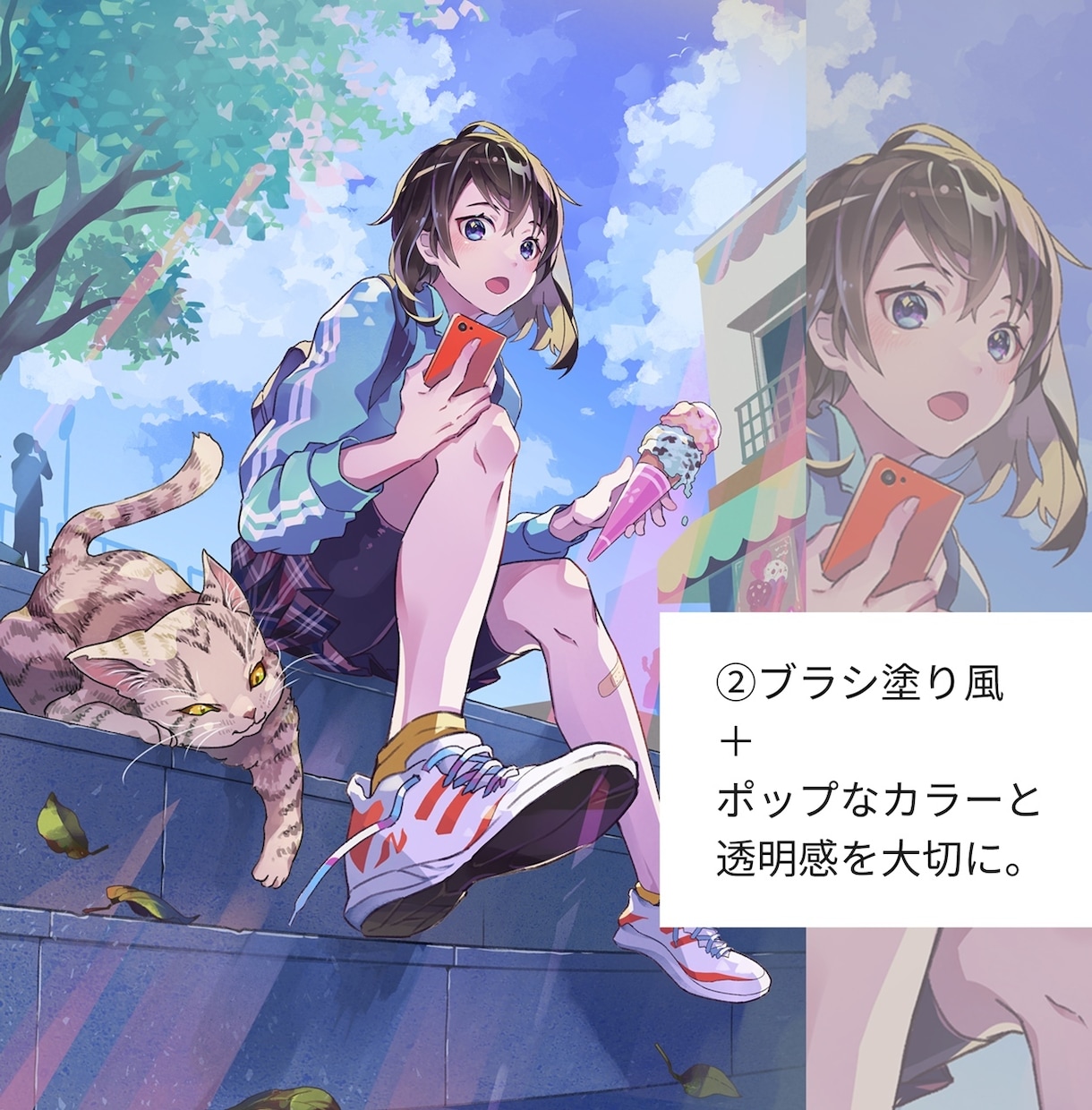 印象的な色彩とリズムで一枚絵／立ち絵など描きます カラフルポップな彩りを。挿絵・動画・配信向け立ち絵など イメージ7
