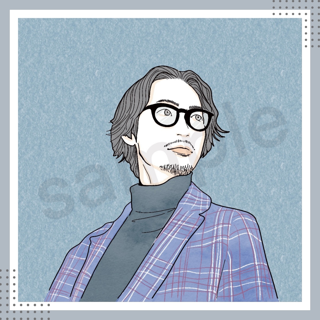 おしゃれ爽やか＊好印象な似顔絵線画アイコン描きます 商用利用OK◎美化&文字入れ無料◎綺麗さ漂う水彩イラスト イメージ7