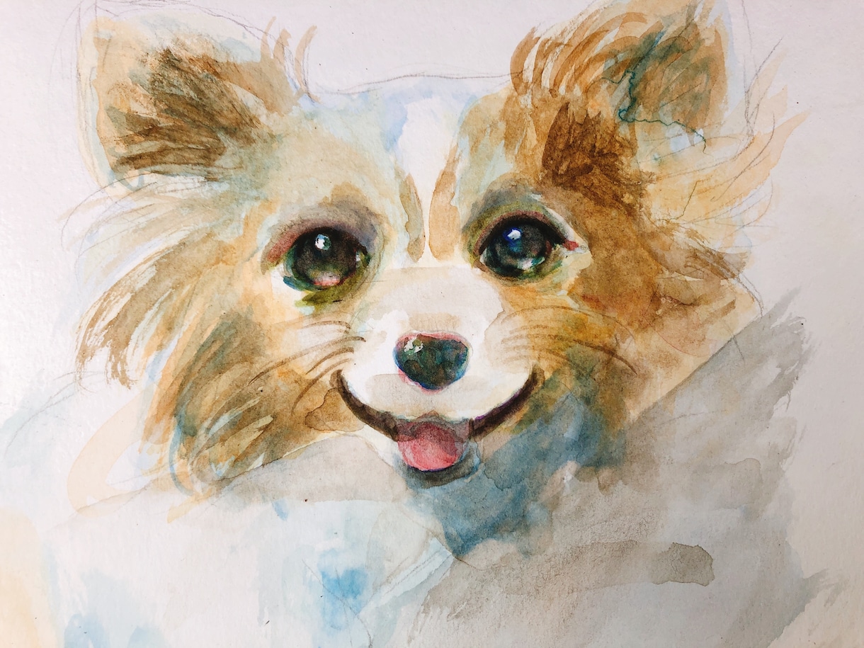 水彩画であなたの大切なペットの似顔絵お描きします 背景や小物描き込みできます！小動物もOK！ イメージ3