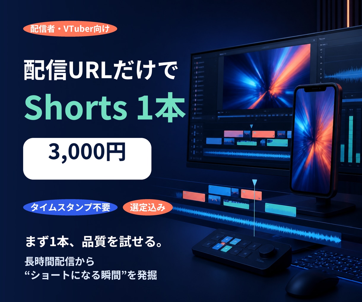 配信URLから見どころを選び1本作ります まずは1本、通常24〜48時間で初稿をお渡し イメージ1