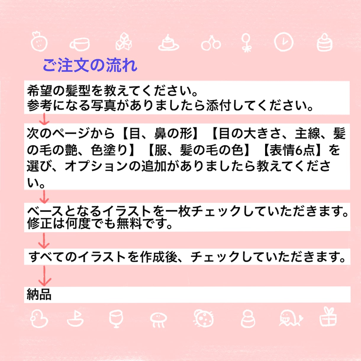 ほんわかゆるかわ☆表情&動作7点セット作ります 安い♪お得☆たくさんのサンプルから選べます☆ イメージ3