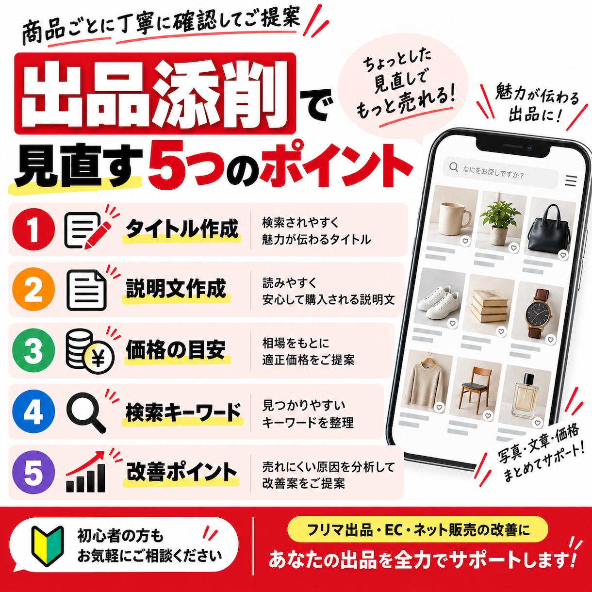 メルカリ歴10年以上の出品者が添削します 評価2100件超！タイトル・説明文・価格まで提案！ イメージ2