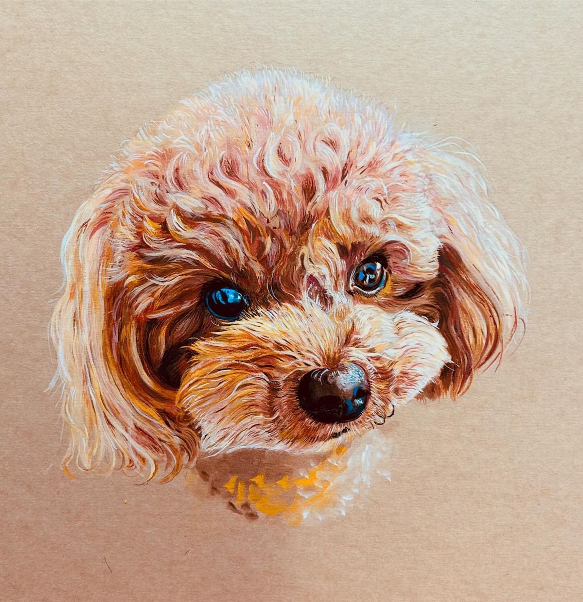 アクリル絵の具でペットの似顔絵を手描き作成します 犬・猫のクラフト紙をベースにリアルで温かみのある絵です イメージ9