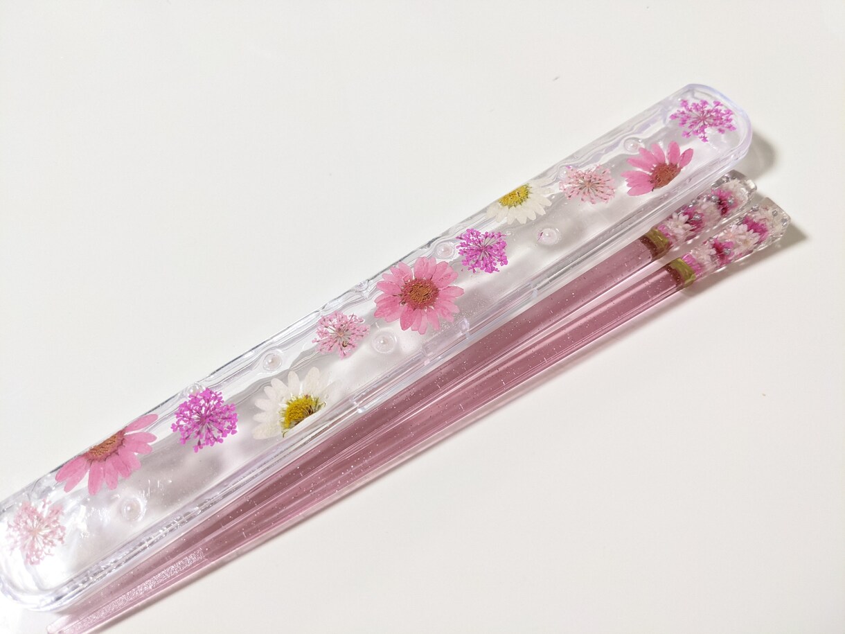花でお箸（2膳）&お箸ケースのセットをお作りします 日本ハーバリウム協会認定講師が箸&箸ケースをお作り致します。 イメージ3