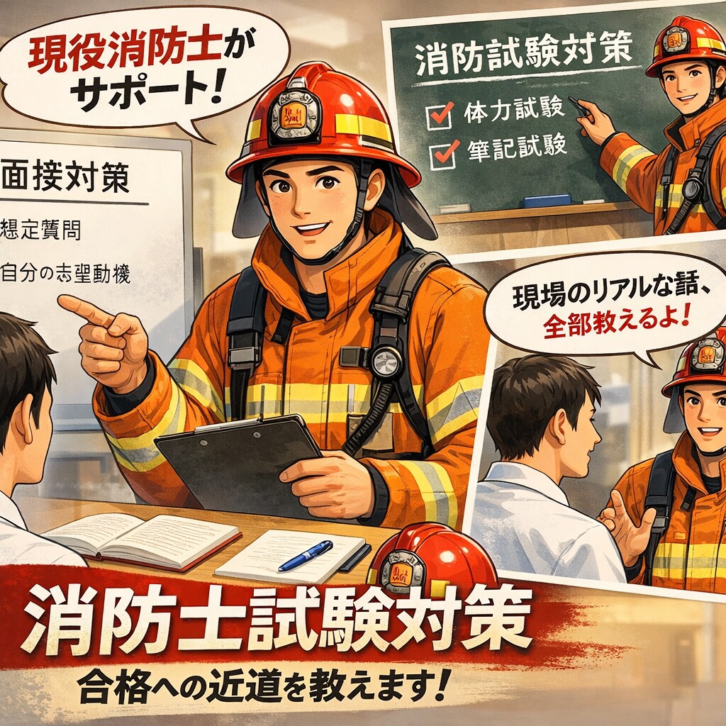 現役消防士が試験の突破方法、面接対策を行います 現役消防士ならではの視点でお答えします！ イメージ1