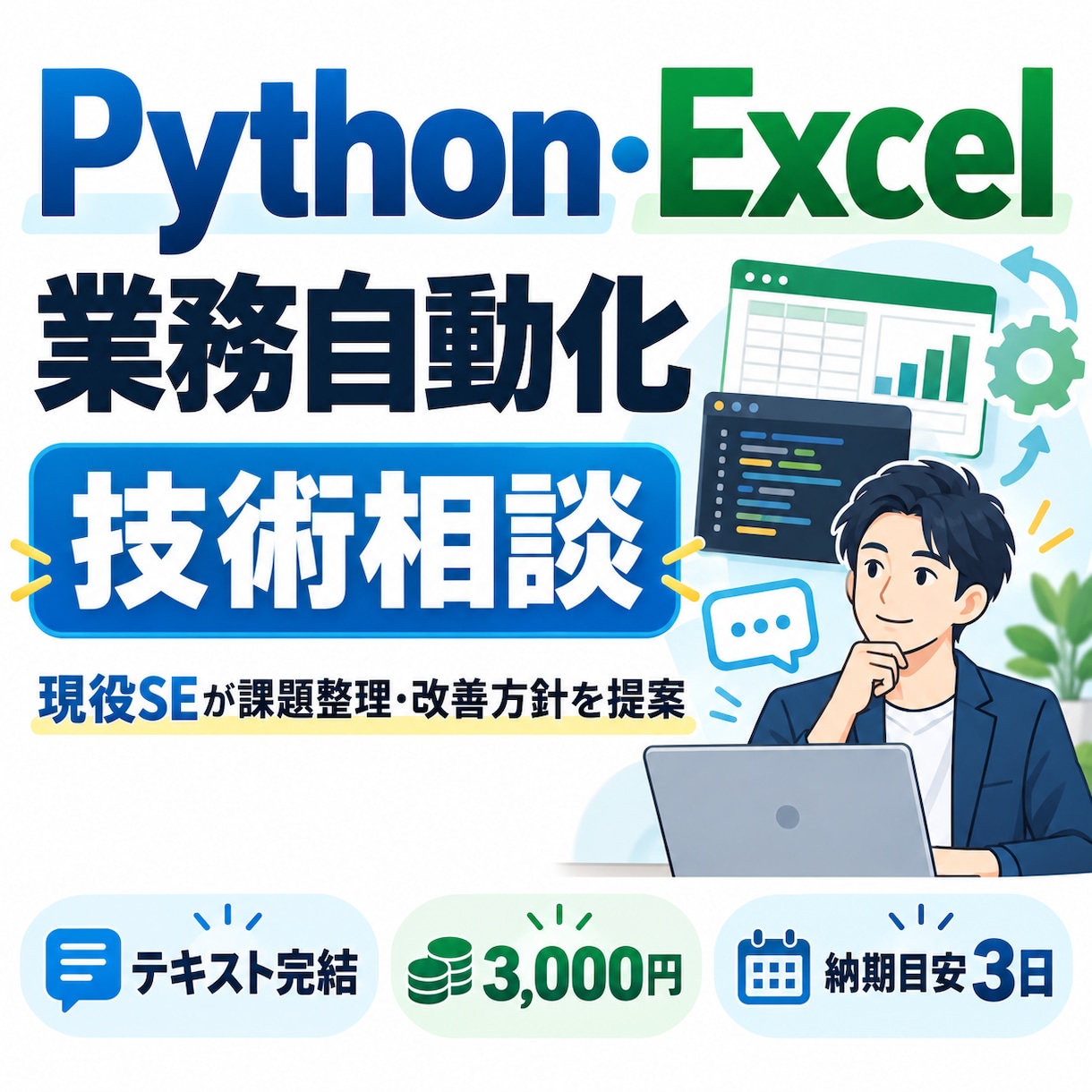 Excel・Pythonの自動化の悩みを整理します 現役SEが面倒な業務の自動化プランを提案します イメージ3