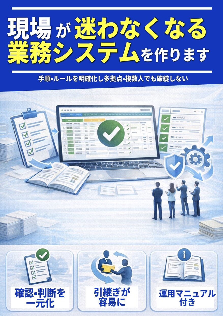 業務を整理（スプレッドシート1枚＋判断)します 考えなくていい状態を、一度つくります イメージ1