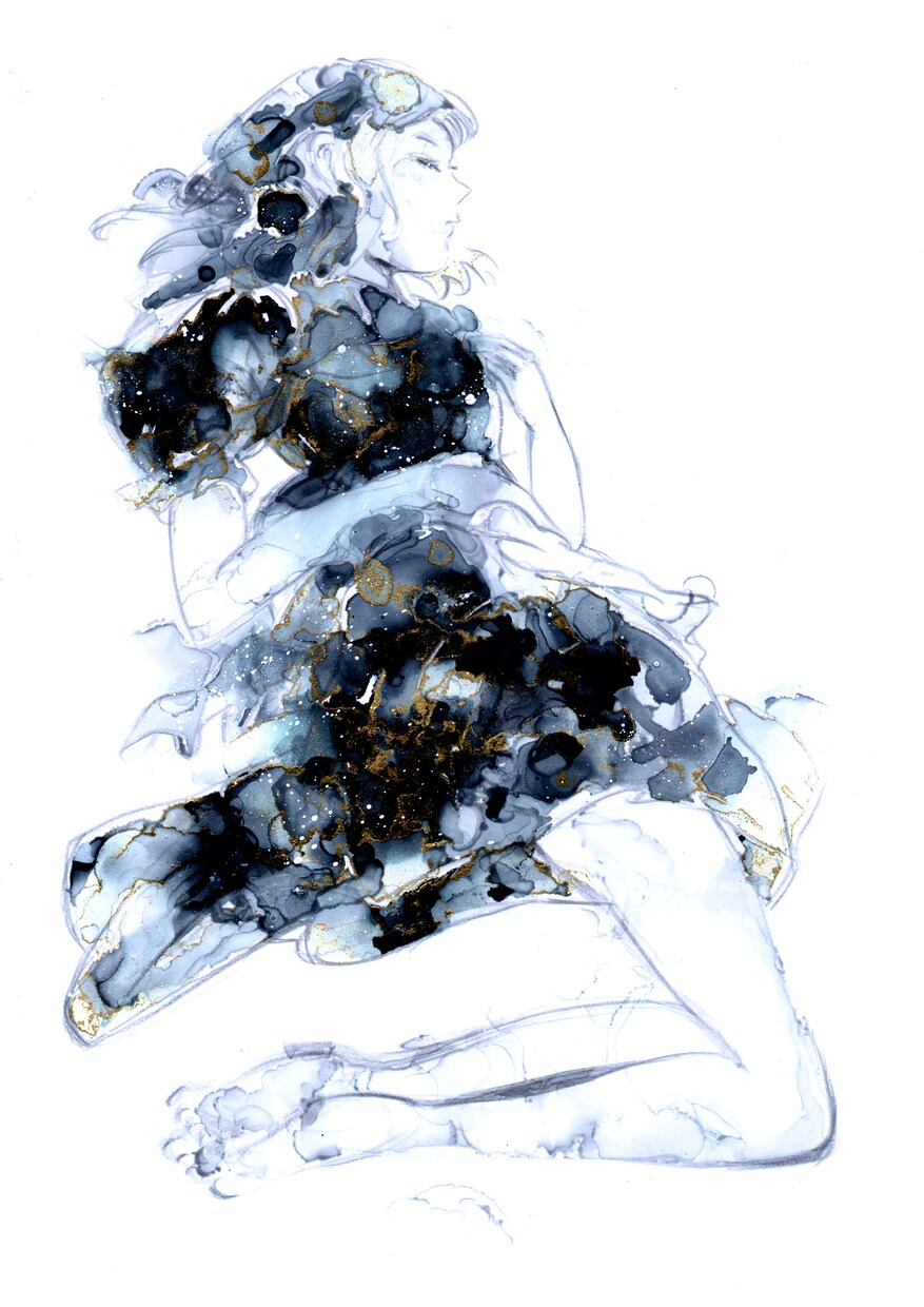 アルコールインク×イラストで彩る唯一無二を作ります 滲む色彩と繊細なイラストが織りなす、あなただけの特別な一枚 イメージ6
