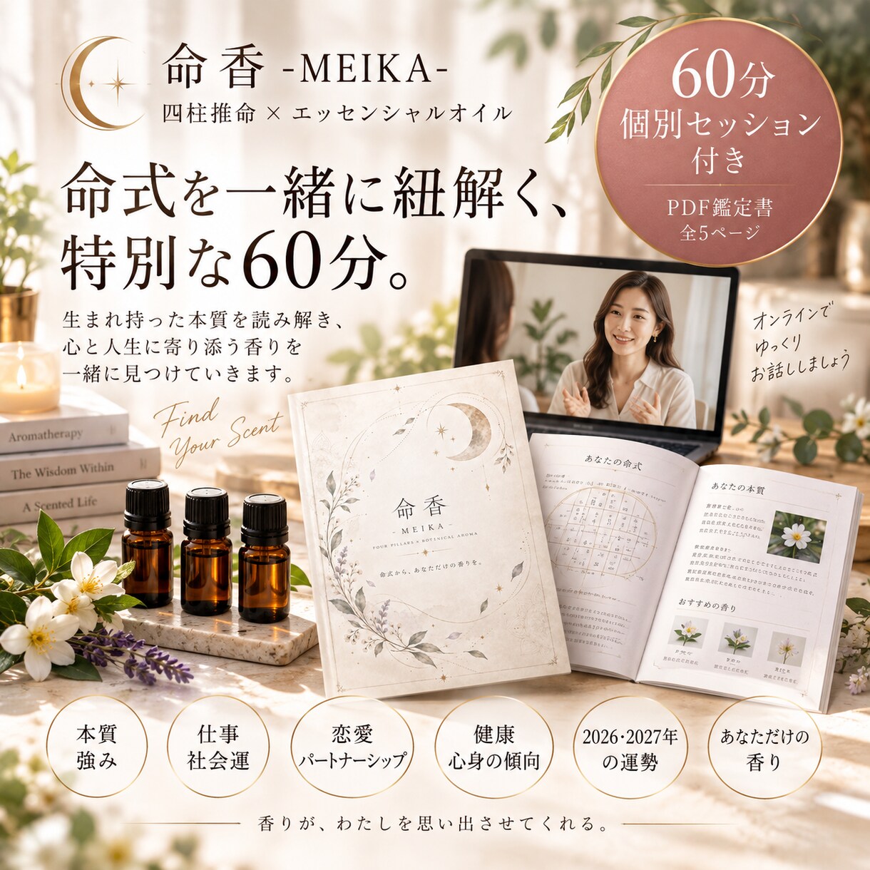 四柱推命×香りであなたをじっくり読み解きます 命式からあなたらしさと香りを一緒に紐解きます イメージ1