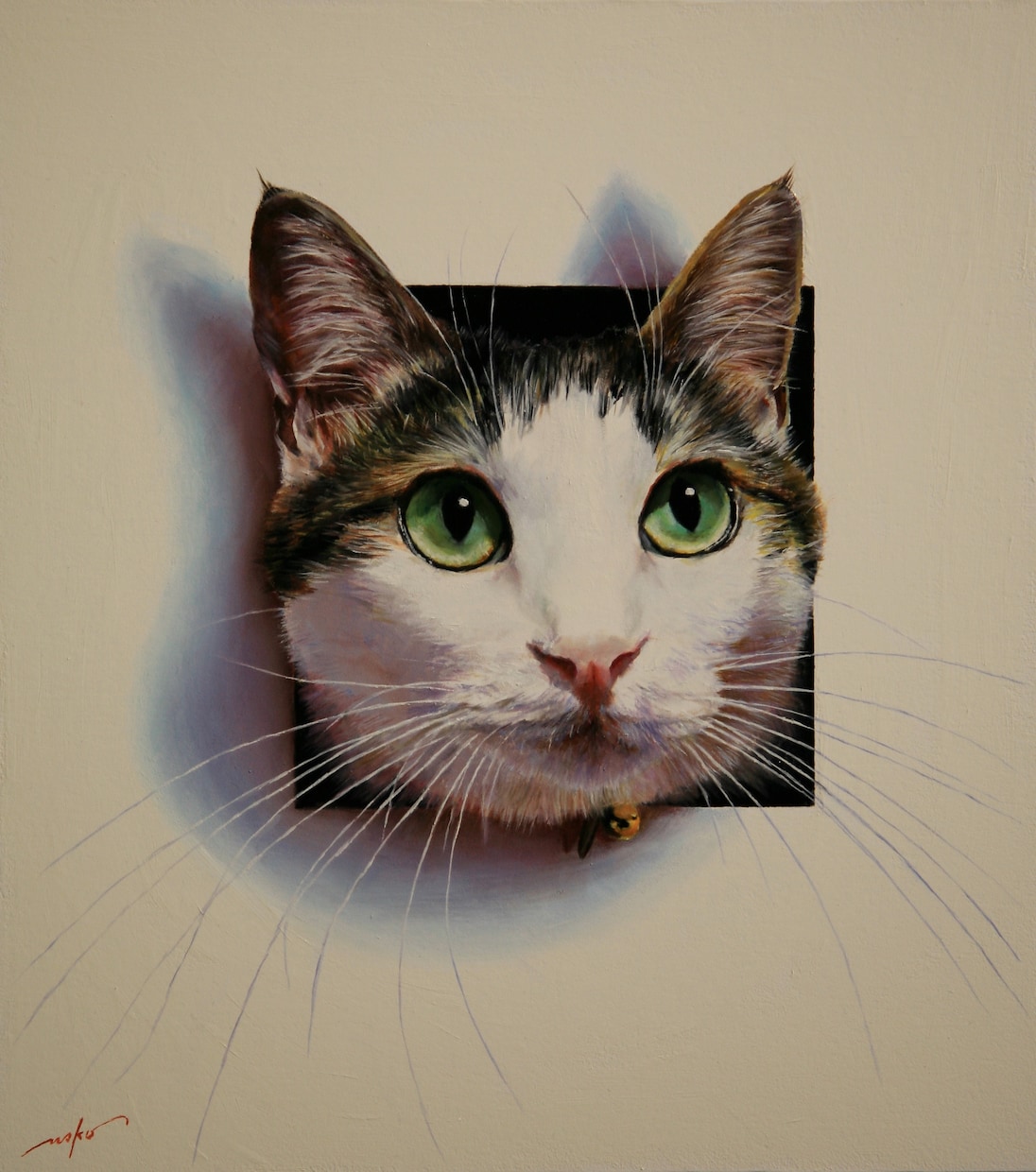 あなたのペットが画面から【飛び出す絵】を描きます 参考画像作品のようにお顔が飛び出して見えるアナログ油絵です イメージ2