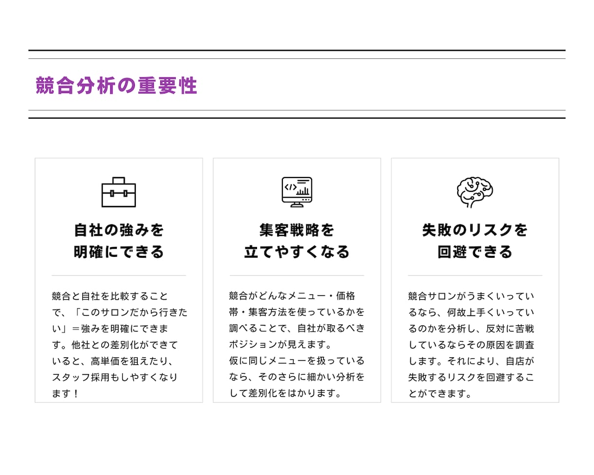美容サロン専門|競合分析行います 【差別化して集客強化】ライバル店を調査し勝ち筋を見つけます◎ イメージ2
