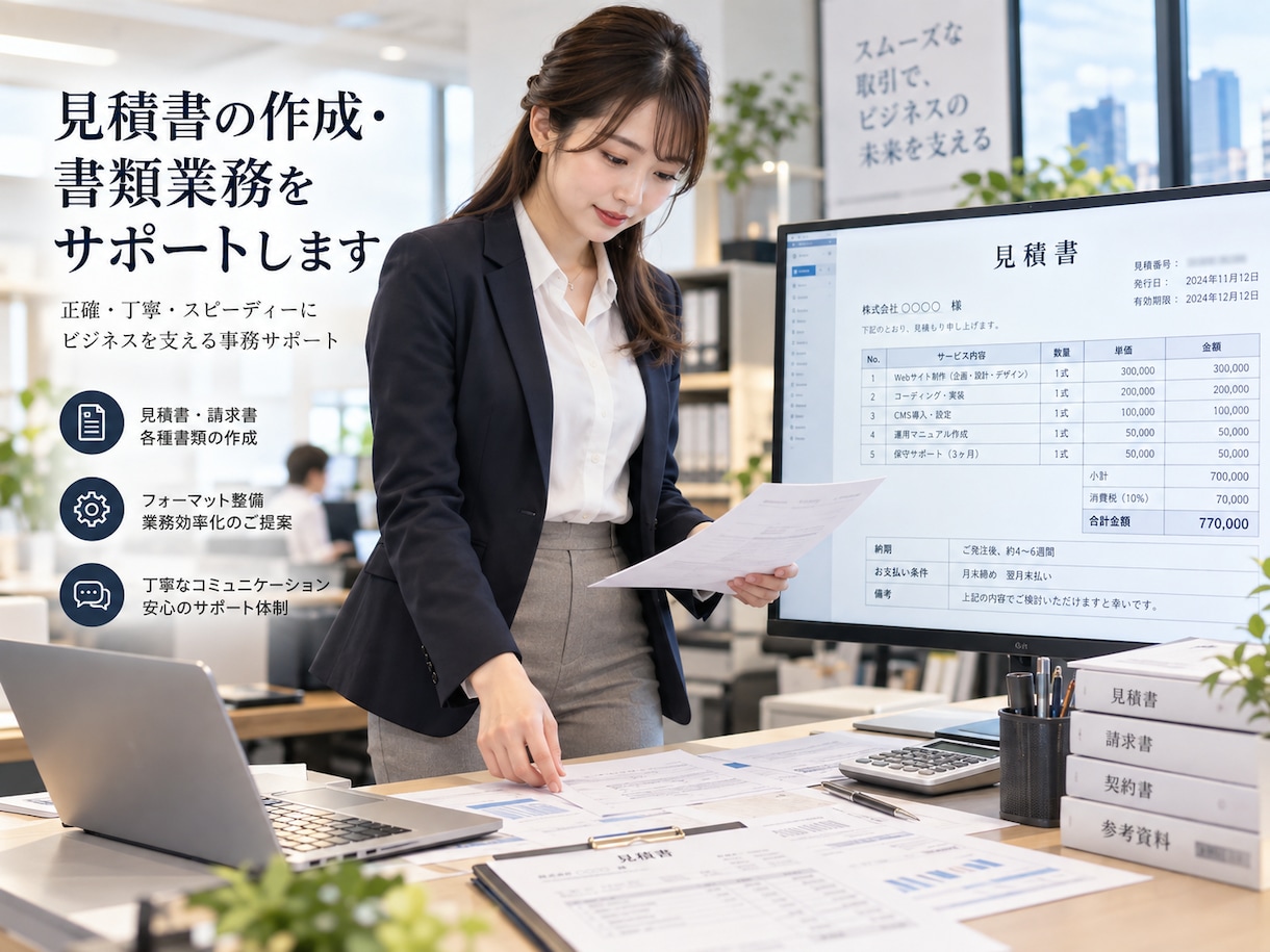 各種書類・見積書・申請書の作成をサポートします 実務で使える形に整理し、わかりやすく仕上げます イメージ3