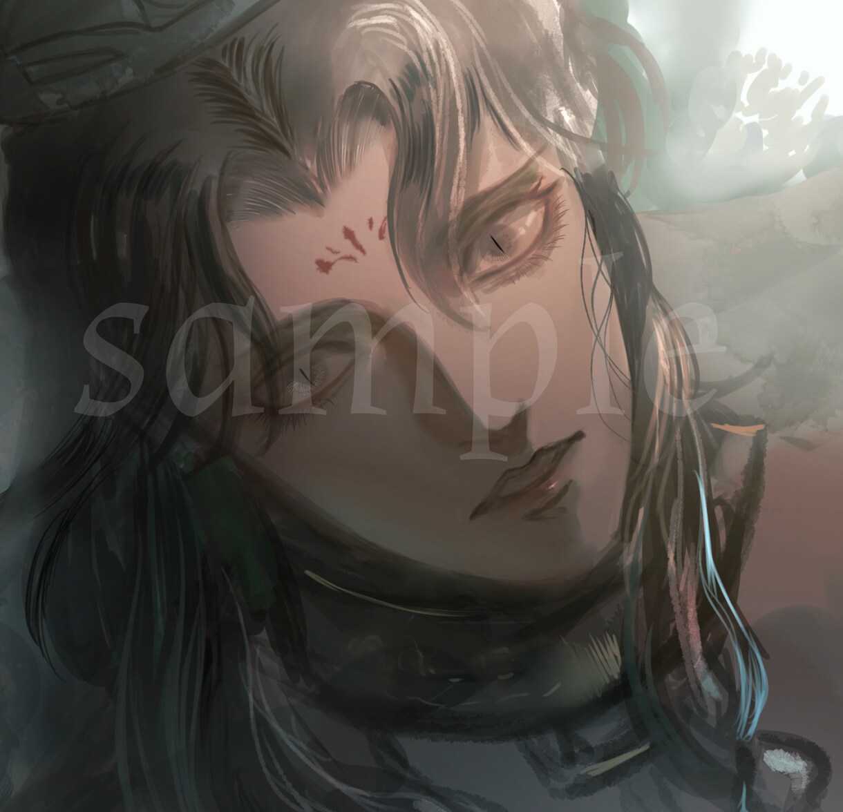 オリジナルキャラクターの一枚絵、アイコン等描きます ダークな雰囲気や耽美な雰囲気が好きな方へ！ イメージ1