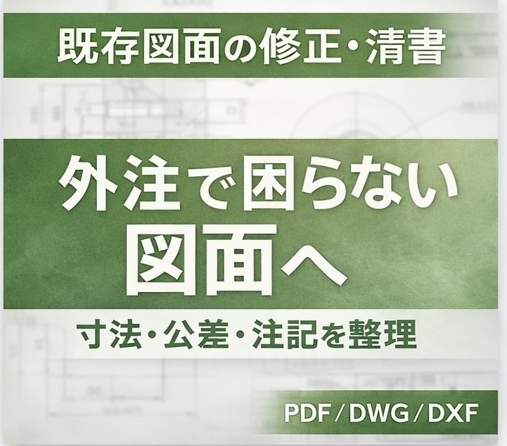 外注で困らない図面に修正・清書します 社内用図面対応加工・外注で迷わない図面へ イメージ1
