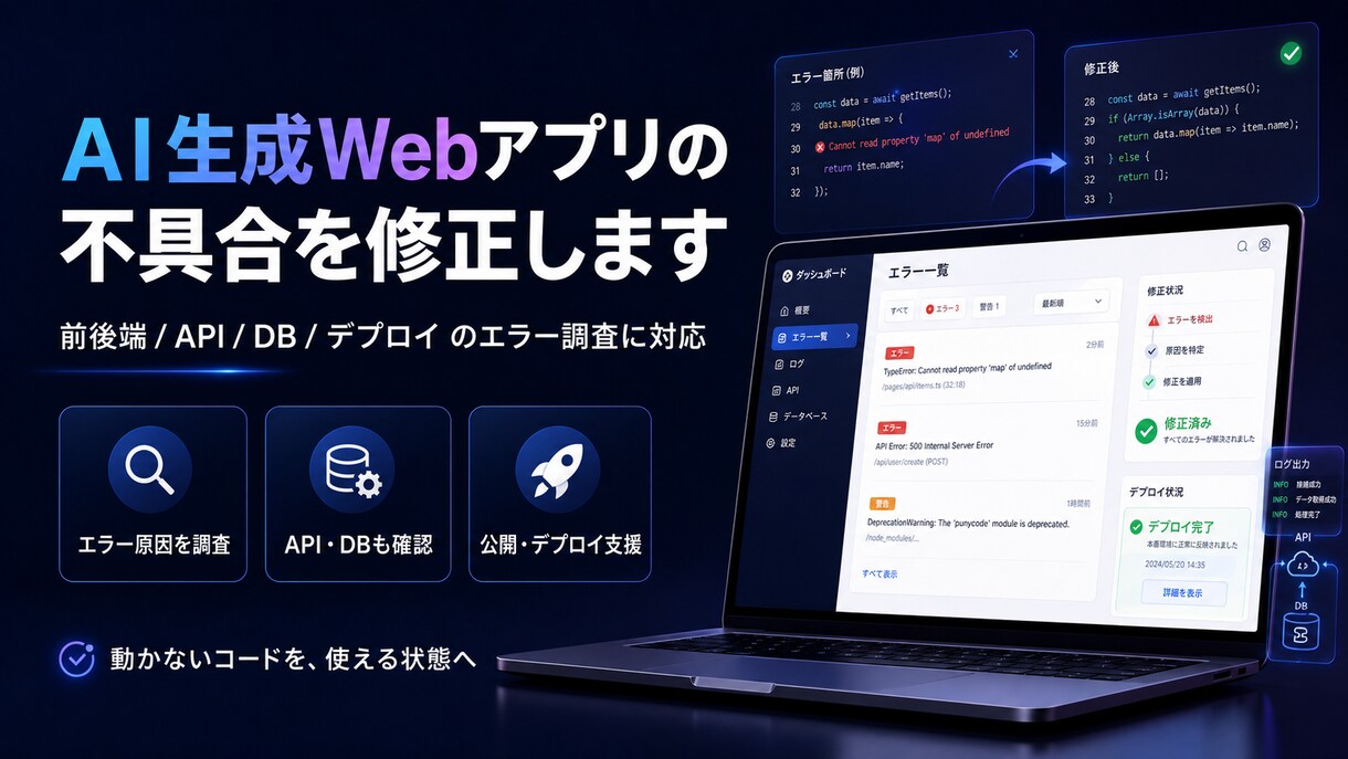 AI生成コードのエラー修正します ChatGPT Gemini Claude 等の不具合を調査 イメージ1
