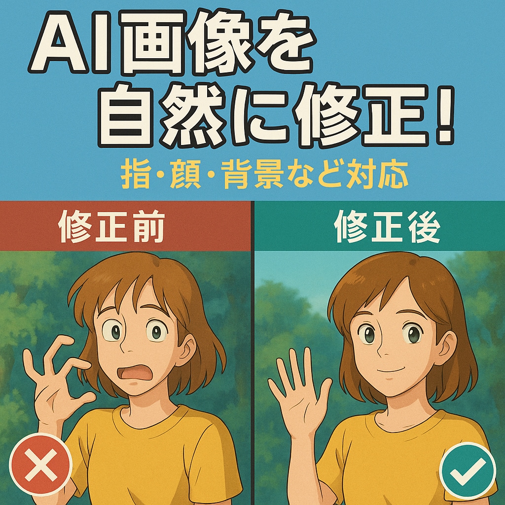 ＡＩ画像の“惜しい1枚”をプロが自然に手直します 捨てるのがもったいない「惜しい画像」をプロが修正します！ イメージ1