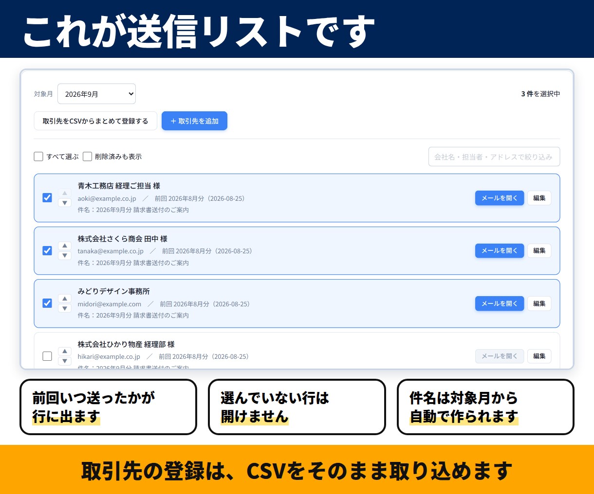 Gmail用｜請求書メールを毎月まとめて作ります 請求書メール送信ツール｜Gmailの作成画面が開きます イメージ2