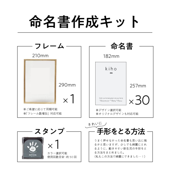 思い出に残る参加型！手形足形付きの命名書作れます 皆でスタンプ！そしてそのままプレゼント！額縁も追加可能です◎ イメージ2
