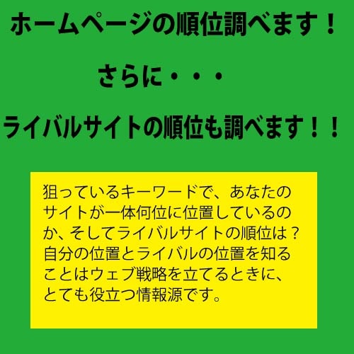 あなたのサイトの検索順位をお伝えします ホームページのアクセス数が増えない、もっと集客したい！ イメージ1