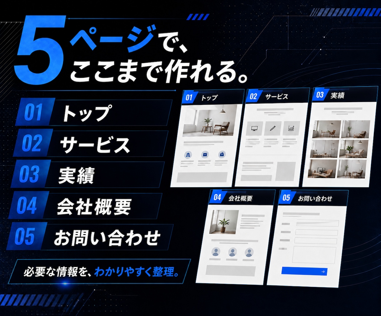 Studioで5ページ相当のHPを制作します お客様自身で編集・更新がしやすいのが魅力です! イメージ2