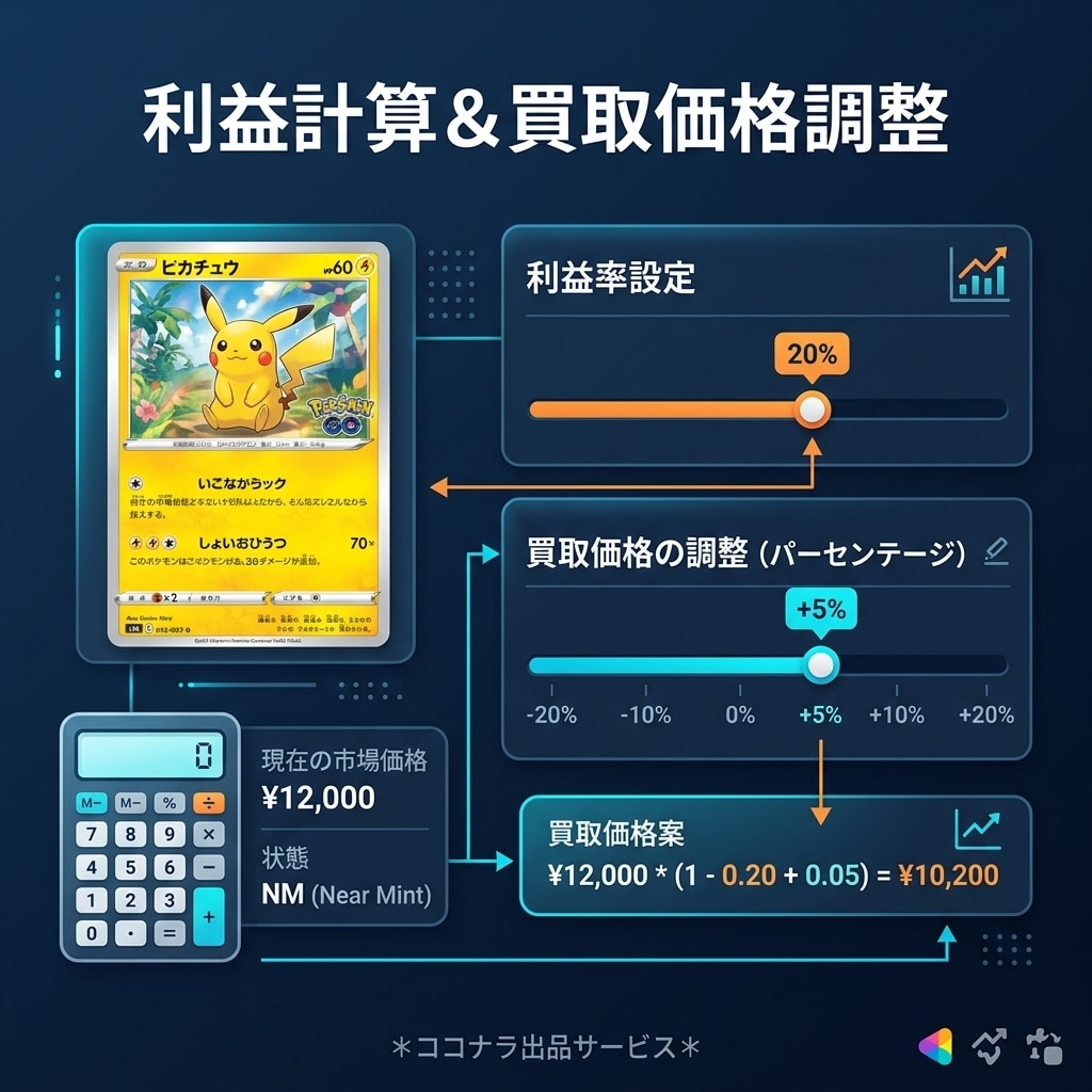 ポケカ価格を自動取得！スプレッドシート連携管理ます 毎日の自動取得スケジュール、利益率調整や画像自動保存も対応 イメージ2