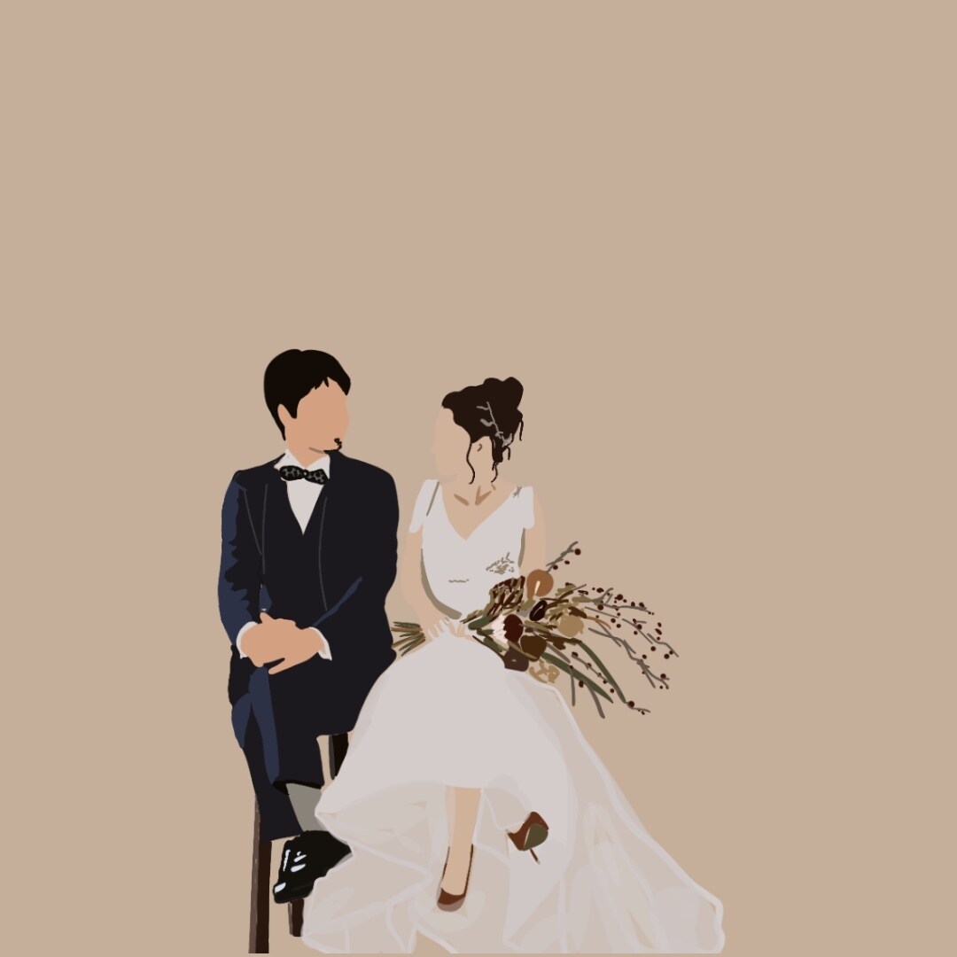 お写真をもとにウェディングのイラストを作成します ウェルカムボード、結婚式の招待状などにもおすすめです。 イメージ2