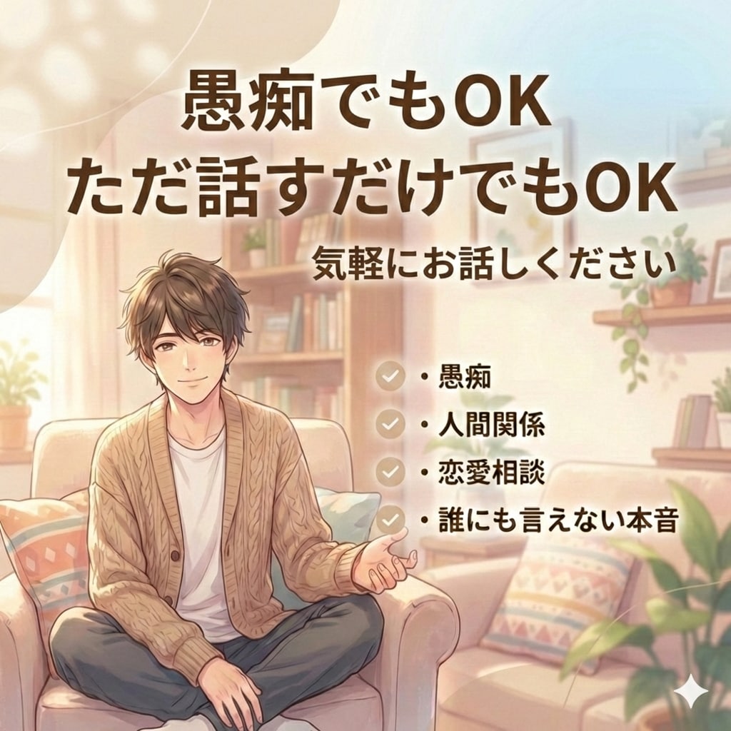 今日ちょっとしんどい人、お話し聞きます いい人でいるの、疲れてませんか？全部吐き出してください。 イメージ2