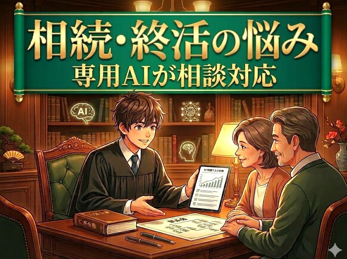 相続と終活の悩みを「専用AI」が相談対応します 相続前の税問題・遺言トラブル、期限ある手続きをAIに相談 イメージ1