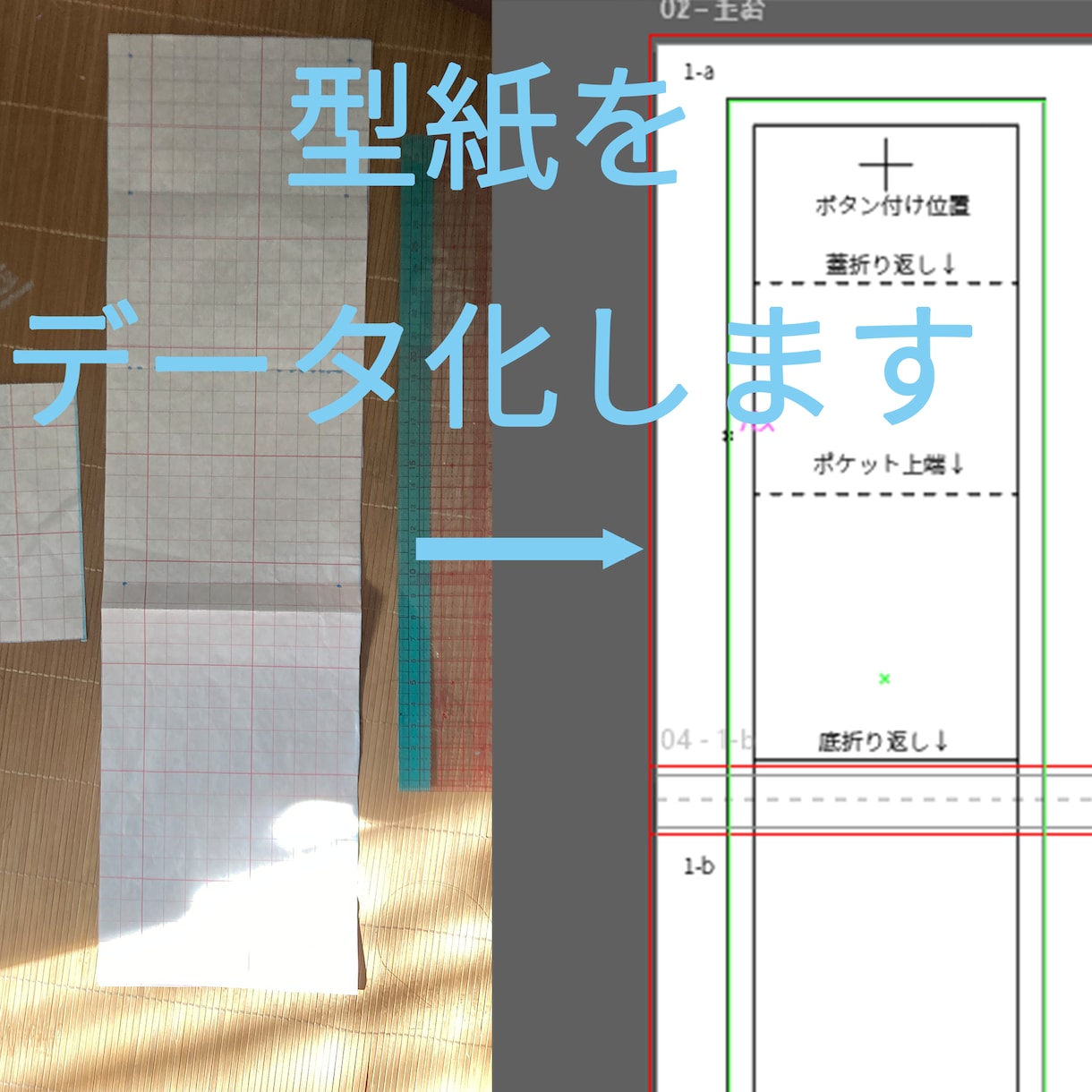 小物の型紙をデータ化します アナログで作った型紙データ化して管理を楽に！商用利用可 イメージ1