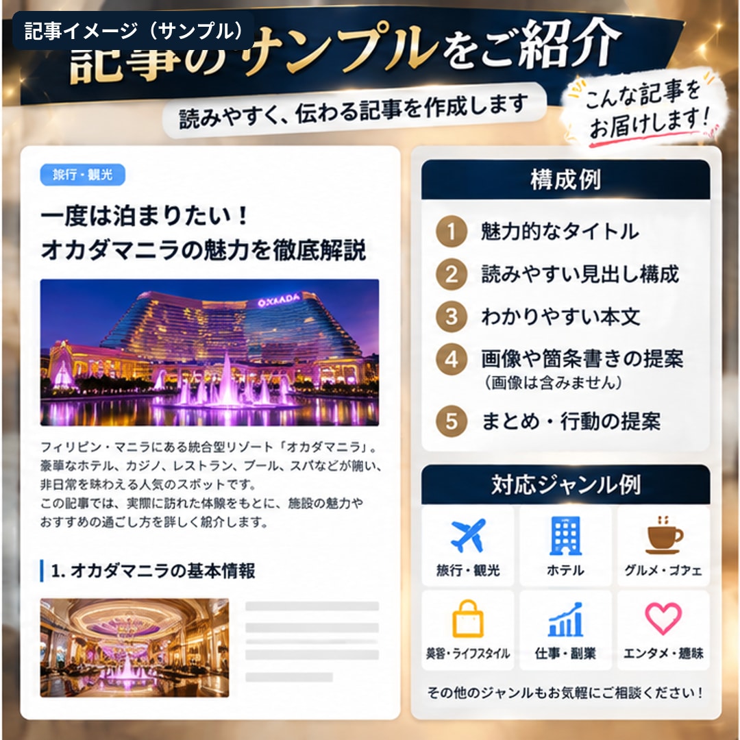 ブログ、noteの記事を丁寧に作成します 読みやすく伝わる記事を1,500文字・3,000円で制作 イメージ2
