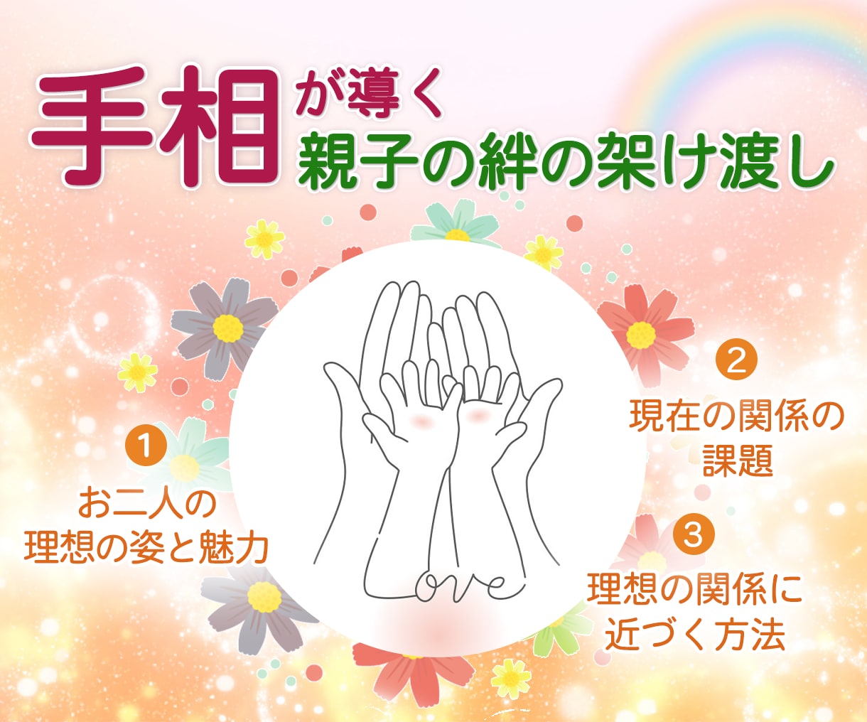 手相で【親子の絆】を深めます 手相で理想の親子関係へのサポートをします イメージ1