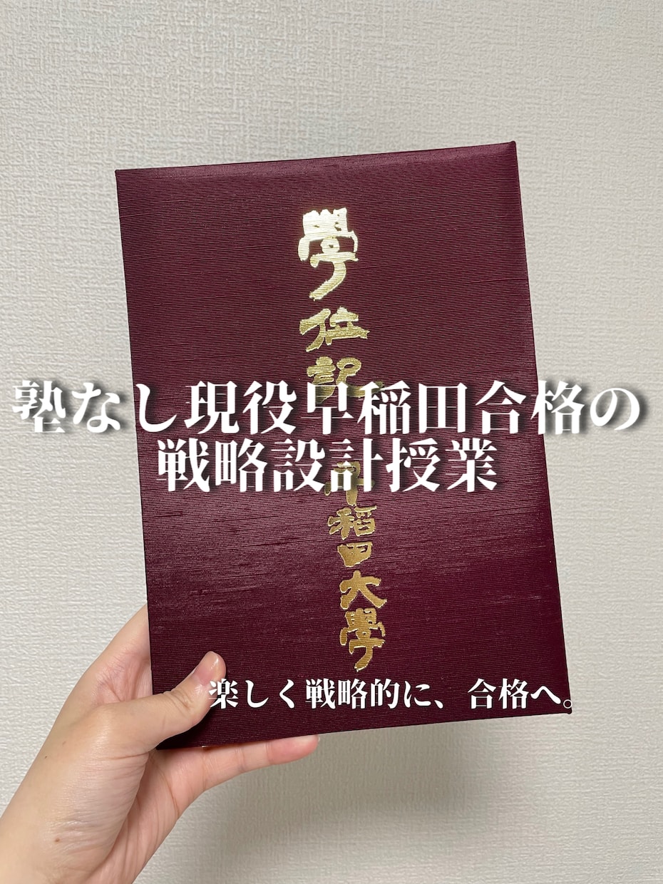 塾なしで早稲田合格｜難関大の受験戦略を設計します 塾なしで難関大合格した講師がオリジナルの戦略を設計します。 イメージ1