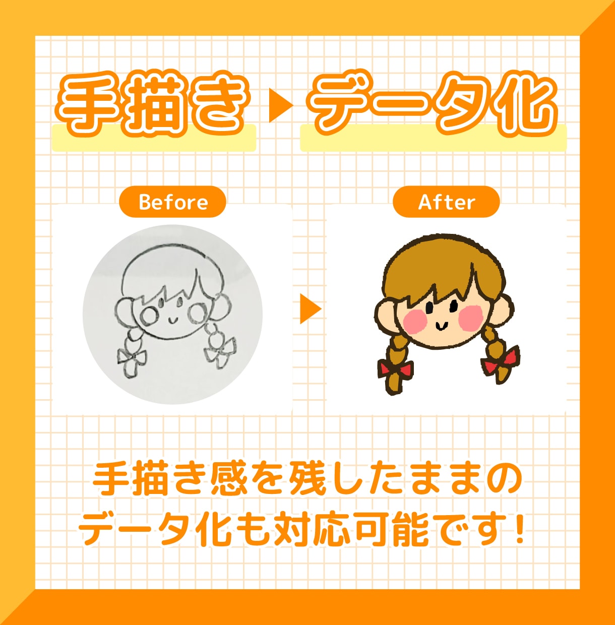 手描きイラストをきれいにデータ化します 手描き風からデザイン風まで！お店ロゴやオリジナルグッズにも♬ イメージ3