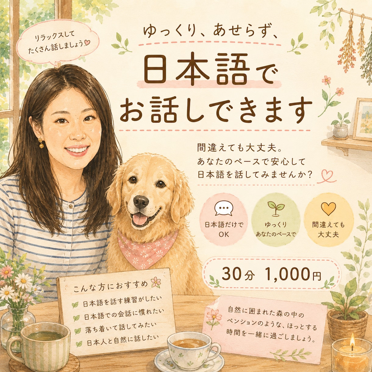 ゆっくり、あせらず、日本語でお話しできます 間違えても大丈夫。あなたのペースで日本語を話してみませんか？ イメージ1