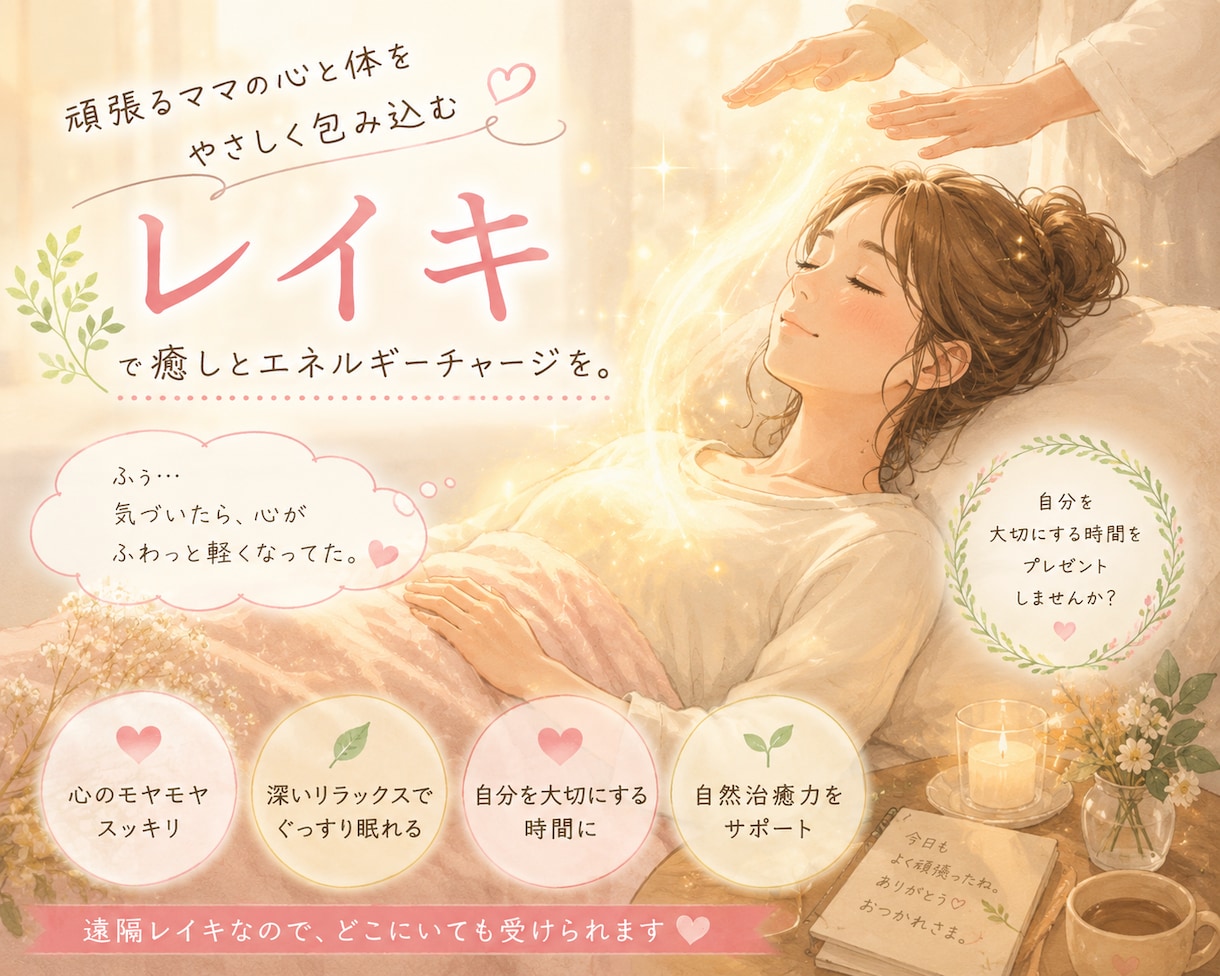 不登校ママに寄り添う遠隔レイキ送ります 不安や疲れを抱えるママに、そっと寄り添います イメージ1