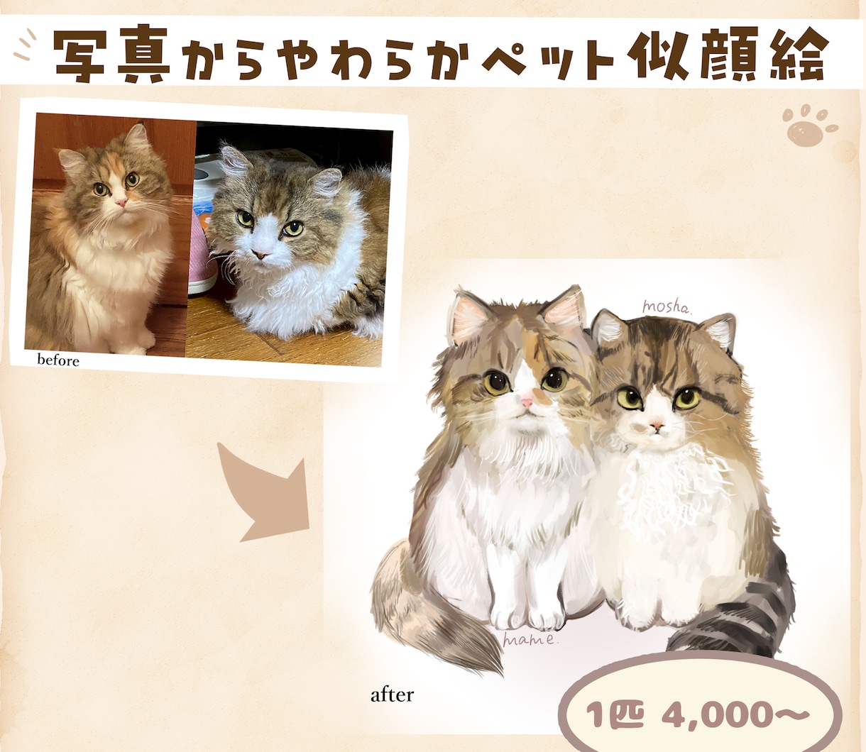 愛するペット　可愛く描きます 期間限定価格LINEやInstagramのアイコンや待受に！ イメージ1