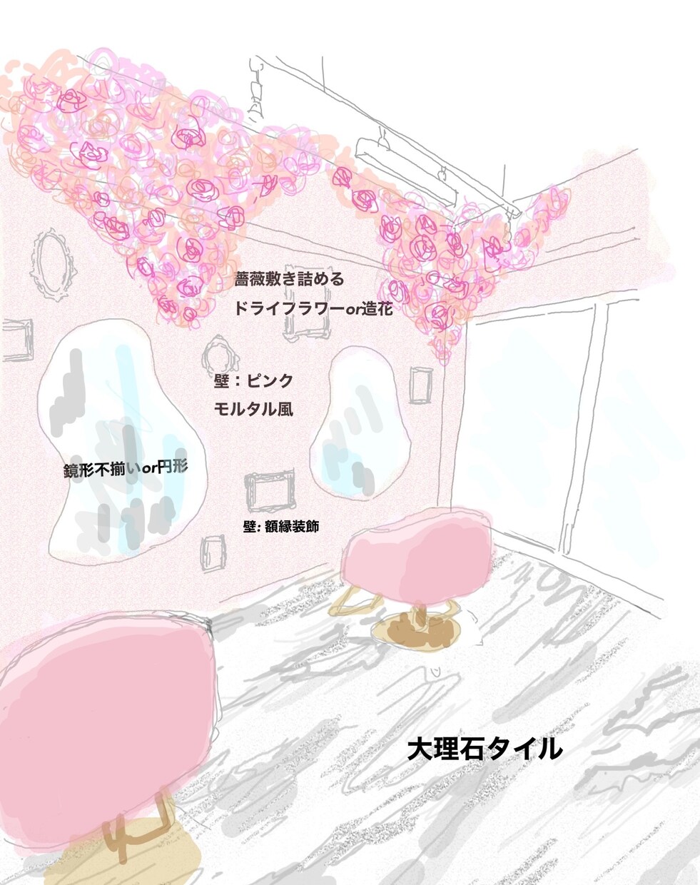 美容室内装デザイン、手描きでパース1枚作成致します 元美容師がデザイン！お洒落なサロンをご提案します！ イメージ4