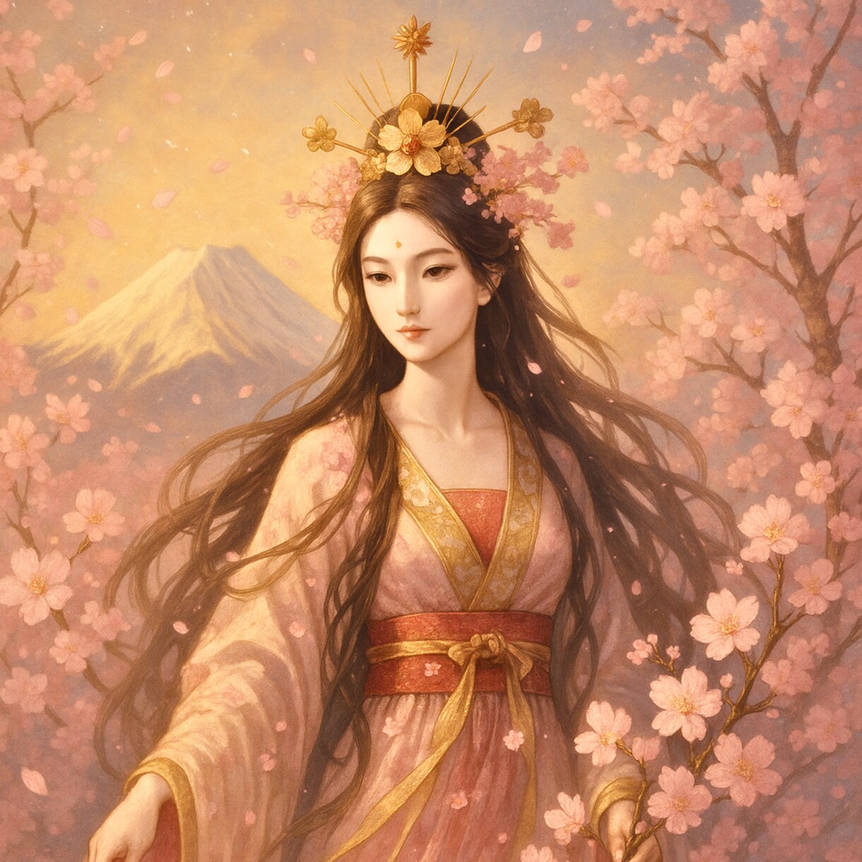 木花咲耶姫の神格で、生命と可能性を花開かせます 生命の花が咲き誇り、あなたの新たな始まりを神聖に祝福する イメージ3