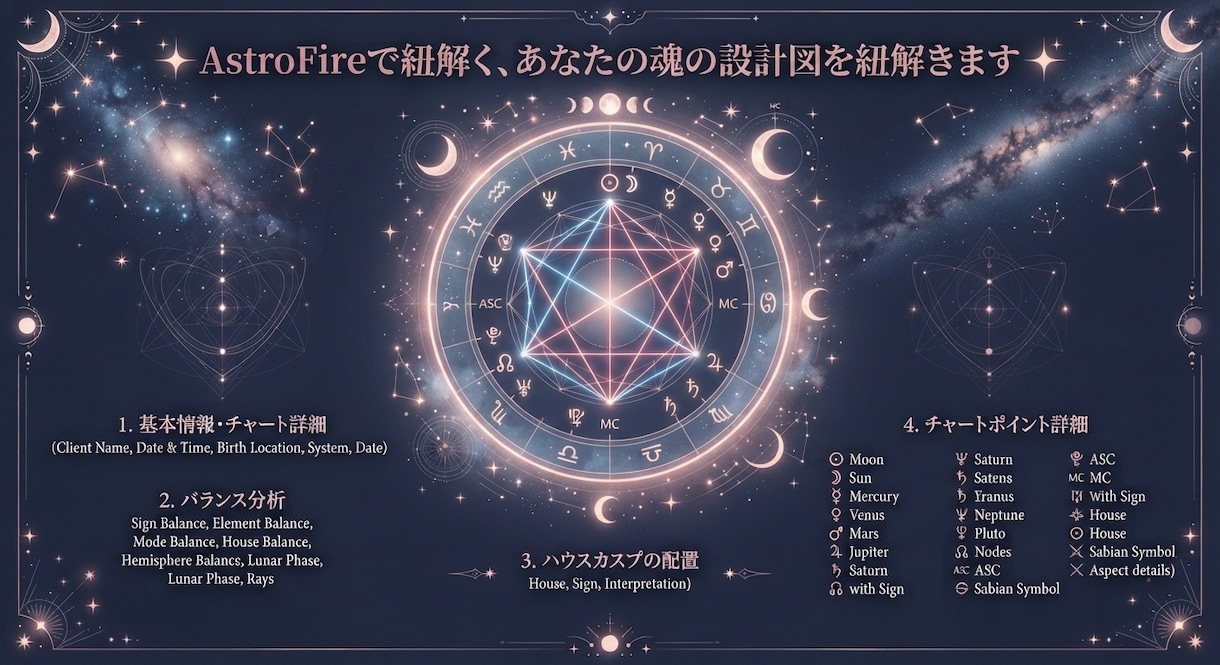 AstroFireで魂の設計図をお届けします 緻密なホロスコープ情報を読み解くプレミアムな個人鑑定サービス イメージ7