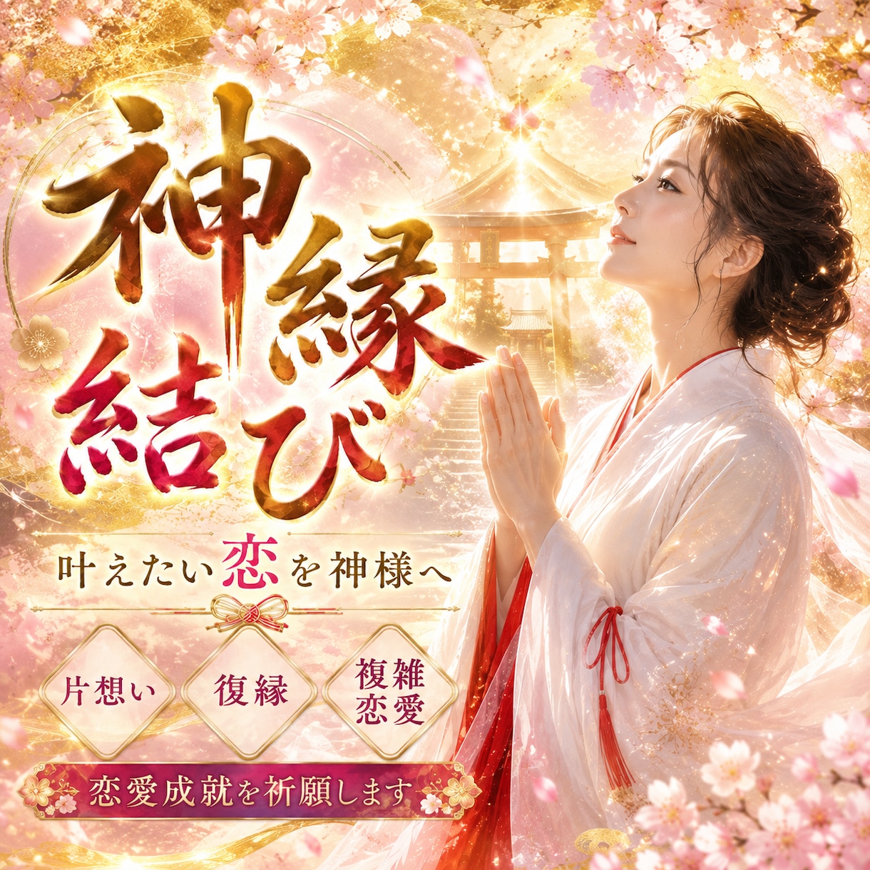 神縁結び【片想い・復縁・複雑恋愛】の成就祈願します 恋愛祈祷・神縁結び・７日間叶えたい恋とご縁を結ぶ神術行います イメージ1
