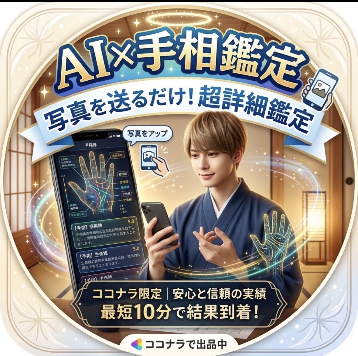 本気で悩む方へAI×手相であなたの未来を鑑定します 手のひらの写真を送るだけ！超詳細な手相鑑定書をお届けします イメージ1