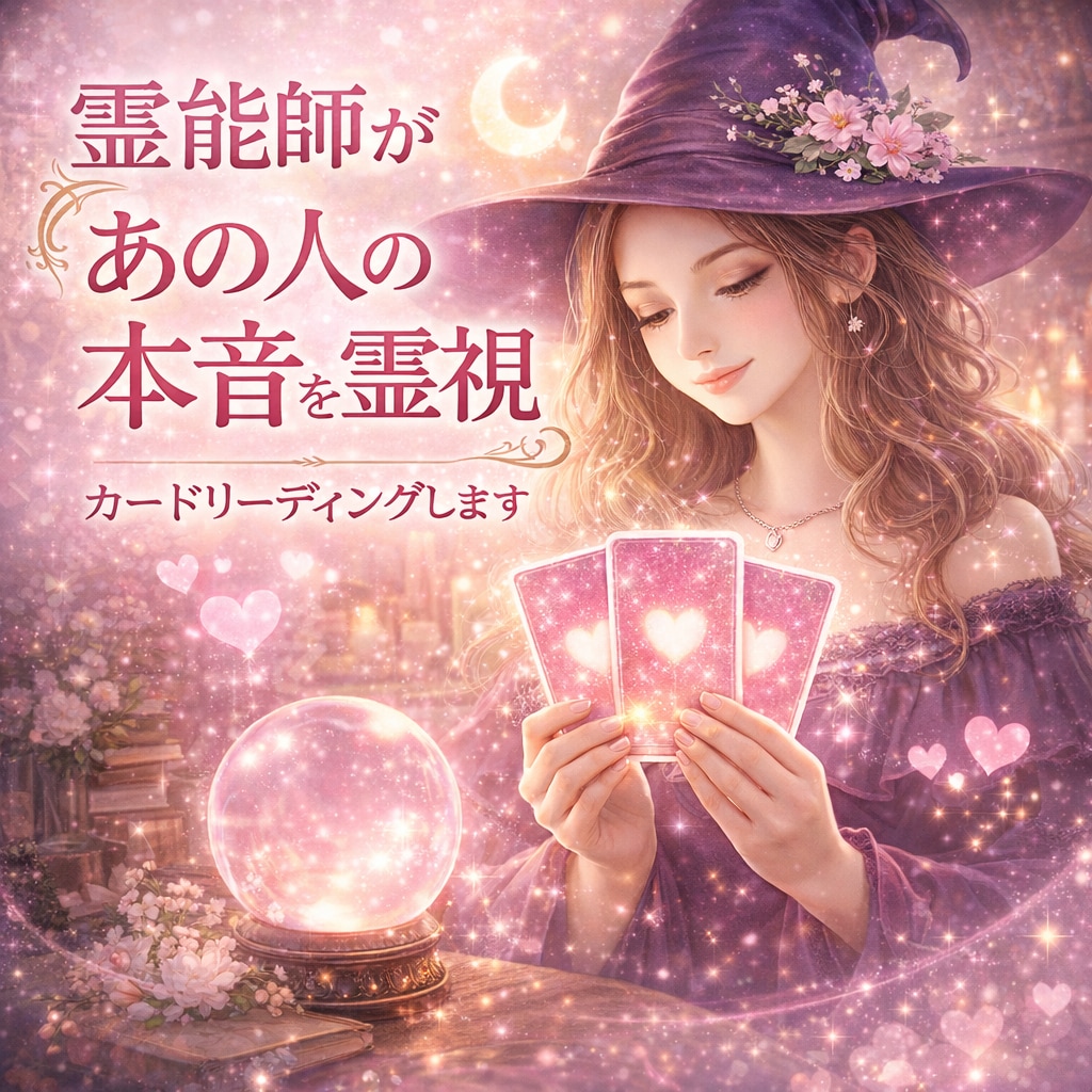 霊能師があの人の本音を霊視カードリーディングします 辛い片思い☆複雑恋愛☆W不倫☆あの人の気持ち透視リーディング イメージ1